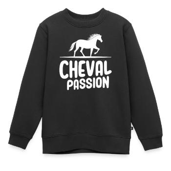 Cheval passion - Sweat Premium enfant bio - noir - Devant - AI Model Kid Female (0cm)