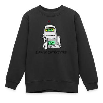 Interessierter Roboter lustig launisch gelangweilt Cartoon Witz - Kinder Premium Organic Sweatshirt - Schwarz - Vorne - AI Model Kid Female (0cm)