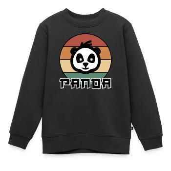 Panda retro - Sweat Premium enfant bio - noir - Devant - AI Model Kid Female (0cm)