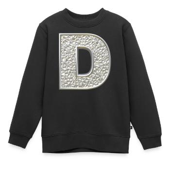 D, lettre, lettre D, initiale, initiale D, monogramme, - Sweat Premium enfant bio - noir - Devant - AI Model Kid Female (0cm)