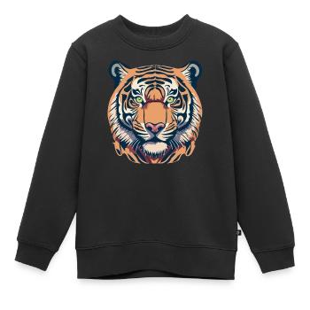 Tiger / König / Dschungel - Kinder Premium Organic Sweatshirt - Schwarz - Vorne - AI Model Kid Female (0cm)