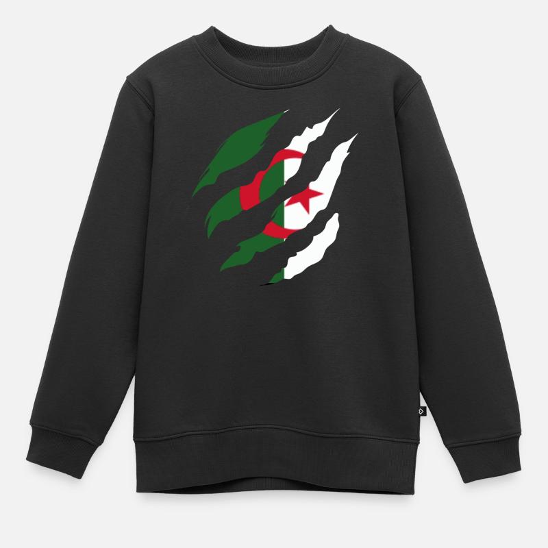 Drapeau Algérie -idée cadeau algérien - Sweat Premium enfant bio - noir