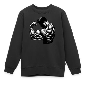 Flexing Biceps - Kinder Premium Organic Sweatshirt - Schwarz - Vorne - AI Model Kid Female (0cm)