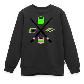 sushi - Sweat Premium enfant bio - noir - Devant - AI Model Kid Female (0cm)