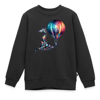 Fantasy Giraffe with Hot Air Balloon - Kids Premium Organic Sweatshirt - black - Front - AI Model Kid Female (0cm)