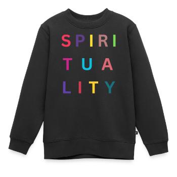 S P I R I T U A L I T Y - Kinder Premium Organic Sweatshirt - Schwarz - Vorne - AI Model Kid Female (0cm)