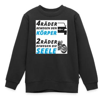 Motorradfahrer Spruch "2 Räder bewegen die Seele" - Kinder Premium Organic Sweatshirt - Schwarz - Vorne - AI Model Kid Female (0cm)