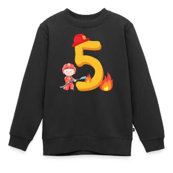 Fünfter Geburtstag Feuerwehr Feuerlöschen zum 5. - Kinder Premium Organic Sweatshirt - Schwarz - Vorne - AI Model Kid Female (0cm)