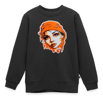 Fussballfan oranije - Kinder Premium Organic Sweatshirt - Schwarz - Vorne - AI Model Kid Female (0cm)