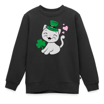 Design festif avec un chaton mignon - Sweat Premium enfant bio - noir - Devant - AI Model Kid Female (0cm)