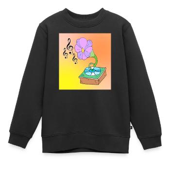 Musikblüte Blumen Surreale Musik Liebhaber Design - Kinder Premium Organic Sweatshirt - Schwarz - Vorne - AI Model Kid Female (0cm)
