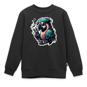 Entspannter Papagei mit Sonnenbrille - Kinder Premium Organic Sweatshirt - Schwarz - Vorne - AI Model Kid Female (0cm)