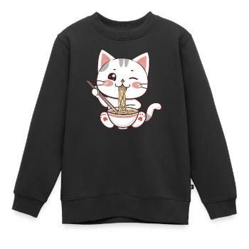 Ramen aux nouilles de chat en kawaii - Sweat Premium enfant bio - noir - Devant - AI Model Kid Female (0cm)