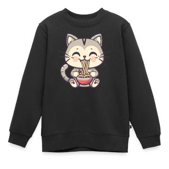 Ramen aux nouilles de chat en kawaii - Sweat Premium enfant bio - noir - Devant - AI Model Kid Female (0cm)