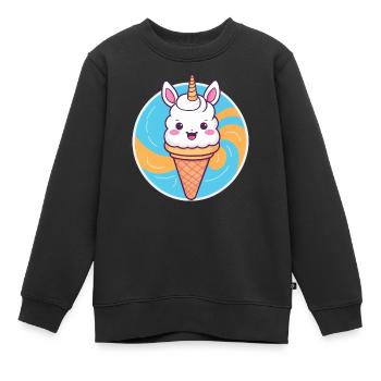 Ice cream with ears - Kids Premium Organic Sweatshirt - black - Front - AI Model Kid Female (0cm)