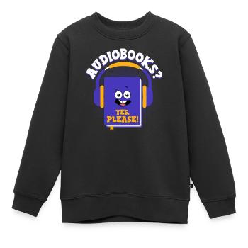 Earpiece Escape : Conversations avec des livres audio - Sweat Premium enfant bio - noir - Devant - AI Model Kid Female (0cm)