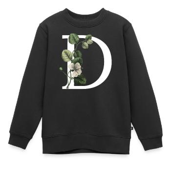 Grüner botanischer Buchstabe - Kinder Premium Organic Sweatshirt - Schwarz - Vorne - AI Model Kid Female (0cm)