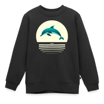 Delfin im Sprung - Kinder Premium Organic Sweatshirt - Schwarz - Vorne - AI Model Kid Female (0cm)