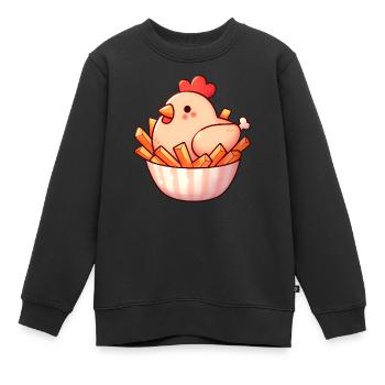 Huhn - Huhn - Pommes - Kinder Premium Organic Sweatshirt - Schwarz - Vorne - AI Model Kid Female (0cm)