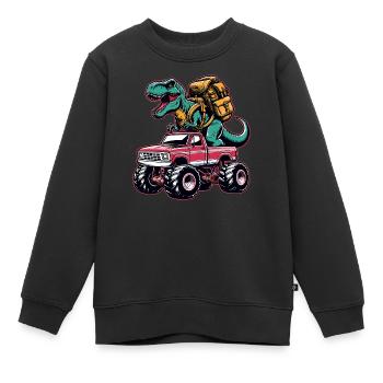 Dino Monster Truck Schulanfang Einschulung - Kinder Premium Organic Sweatshirt - Schwarz - Vorne - AI Model Kid Female (0cm)