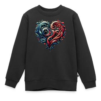 Herz - Kinder Premium Organic Sweatshirt - Schwarz - Vorne - AI Model Kid Female (0cm)