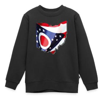 Ohio (United States) | Real Flag | Flag Map - Kids Premium Organic Sweatshirt - black - Front - AI Model Kid Female (0cm)