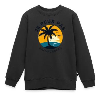 Ich kann nicht Urlaub machen - Kinder Premium Organic Sweatshirt - Schwarz - Vorne - AI Model Kid Female (0cm)