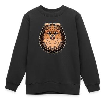 Tribal Spitz - Sweat Premium enfant bio - noir - Devant - AI Model Kid Female (0cm)