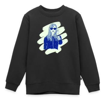 Stylische Frau mit Sonnenbrille - Kinder Premium Organic Sweatshirt - Schwarz - Vorne - AI Model Kid Female (0cm)