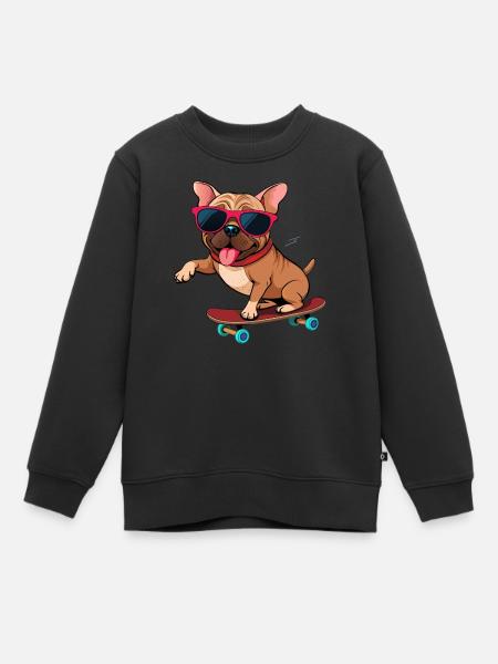 Chien cool en action - Sweat Premium enfant bio - noir