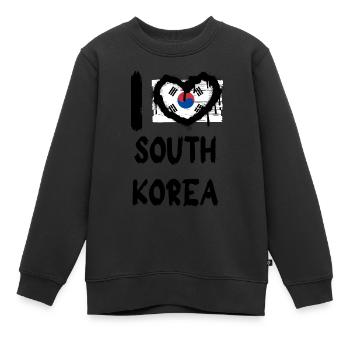 J’aime Corée du Sud / J’aime Corée du Sud Pays - Sweat Premium enfant bio - noir - Devant - AI Model Kid Female (0cm)