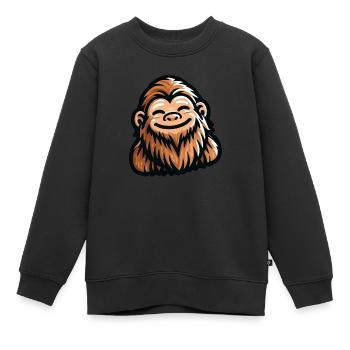 Happy Sasquatch - Lächelnder Bigfoot - Kinder Premium Organic Sweatshirt - Schwarz - Vorne - AI Model Kid Female (0cm)