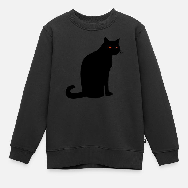 Chat noir effrayant Halloween - Sweat Premium enfant bio - noir