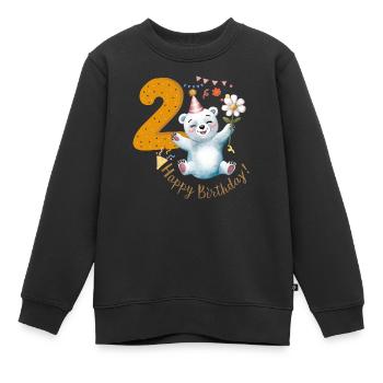 Child Polar Bear 2 Years 2nd Birthday - Kids Premium Organic Sweatshirt - black - Front - AI Model Kid Female (0cm)