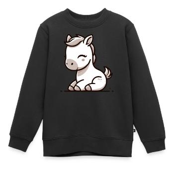Poney - Sweat Premium enfant bio - noir - Devant - AI Model Kid Female (0cm)