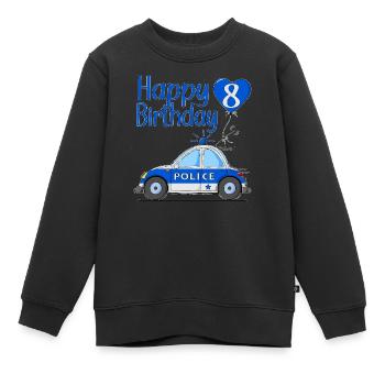 Joyeux anniversaire 8 Police - Sweat Premium enfant bio - noir - Devant - AI Model Kid Female (0cm)
