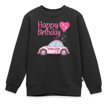 Joyeux anniversaire 5 Police Rose - Sweat Premium enfant bio - noir - Devant - AI Model Kid Female (0cm)