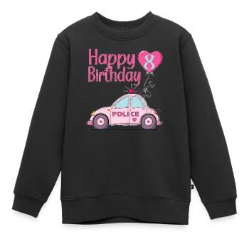Joyeux anniversaire 8 Police Rose - Sweat Premium enfant bio - noir - Devant - AI Model Kid Female (0cm)