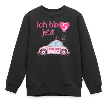 Polizeiauto Ich bin jetzt 5 Geburtstag Rosa - Kinder Premium Organic Sweatshirt - Schwarz - Vorne - AI Model Kid Female (0cm)