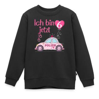 Voiture de police J’ai maintenant 6 ans Anniversaire Rose - Sweat Premium enfant bio - noir - Devant - AI Model Kid Female (0cm)