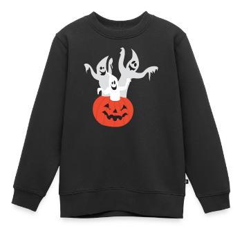 3 Geister in einem Kürbis - Kinder Premium Organic Sweatshirt - Schwarz - Vorne - AI Model Kid Female (0cm)
