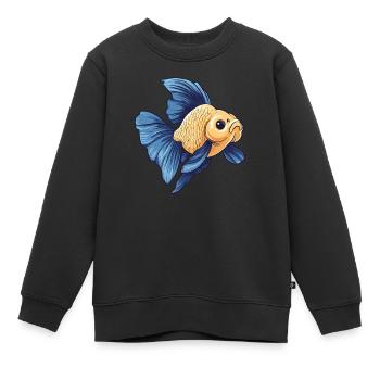 Fancy Blue Yellow Schleierschwanz Goldfisch - Kinder Premium Organic Sweatshirt - Schwarz - Vorne - AI Model Kid Female (0cm)