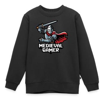 Joueur médiéval - Sweat Premium enfant bio - noir - Devant - AI Model Kid Female (0cm)