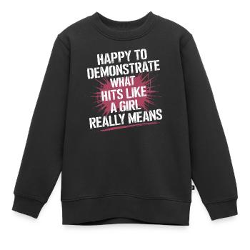 Kraft und Selbstbewusstsein im Karate - Kinder Premium Organic Sweatshirt - Schwarz - Vorne - AI Model Kid Female (0cm)