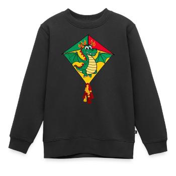 Cute Flying Kite - Kids Premium Organic Sweatshirt - black - Front - AI Model Kid Female (0cm)