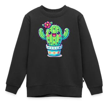 kaktus - Kinder Premium Organic Sweatshirt - Schwarz - Vorne - AI Model Kid Female (0cm)