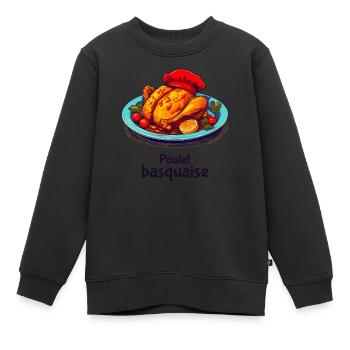 Poulet Basquaise - Dunkler Text - Kinder Premium Organic Sweatshirt - Schwarz - Vorne - AI Model Kid Female (0cm)