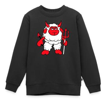 Mouton Diable Satan Enfer Mal Trident Cornes Cool - Sweat Premium enfant bio - noir - Devant - AI Model Kid Female (0cm)