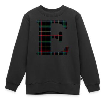 Monogramme e tartan écossais - Sweat Premium enfant bio - noir - Devant - AI Model Kid Female (0cm)