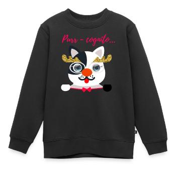 This mysterious blue-eyed cat. - Kids Premium Organic Sweatshirt - black - Front - AI Model Kid Female (0cm)